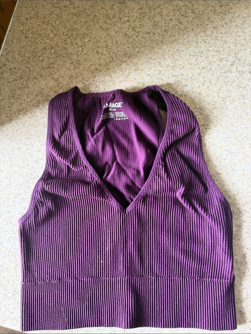 Garage Ribbed V-Neck Tank Top - Purple